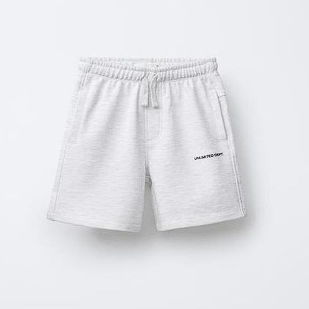 ZARA Kids' Straight Fit Textured Text Bermuda Shorts Size 11-12 In Grey Marl